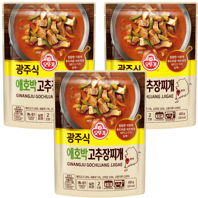 오뚜기 광주식 애호박 고추장찌개, 450g, 3개