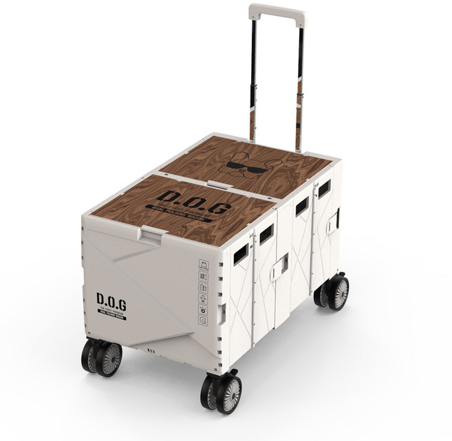 도그독 퍼스트 프리미엄 캠핑 듀얼 웨건 폴딩카트, 소이밀크, 1개