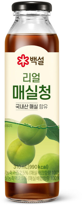 백설 국내산 매실 함유 리얼 매실청, 310ml, 1개