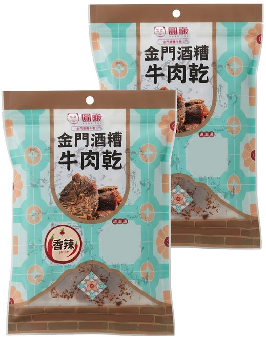 圓頭 金門酒糟牛肉乾 辣味, 120g, 2個