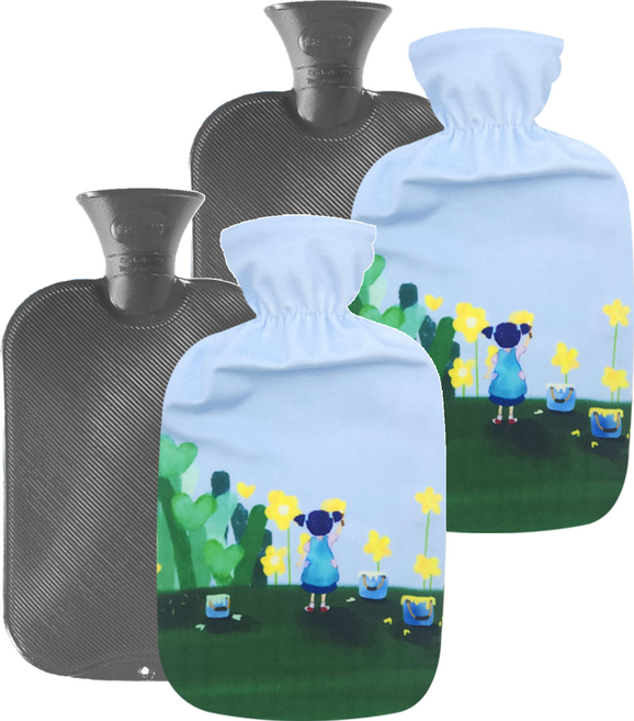 파쉬 양면빗살 보온물주머니 2L 랜덤발송 + 커버 세트, 2세트