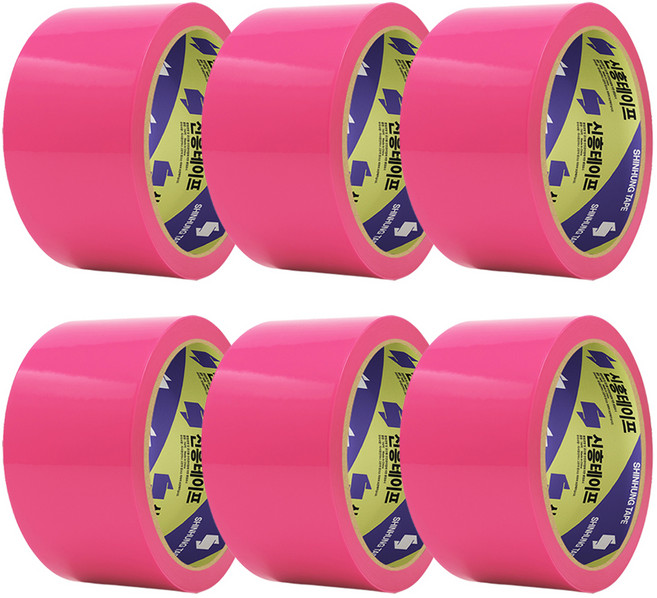 신흥테이프 칼라 박스테이프 핑크 50m, 6개