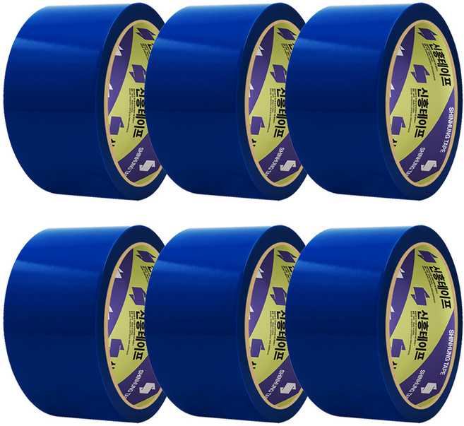 신흥테이프 칼라 박스테이프 파랑 50m, 6개
