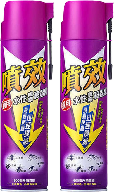 噴效 通用水性噴霧殺蟲劑, 2瓶, 600ml
