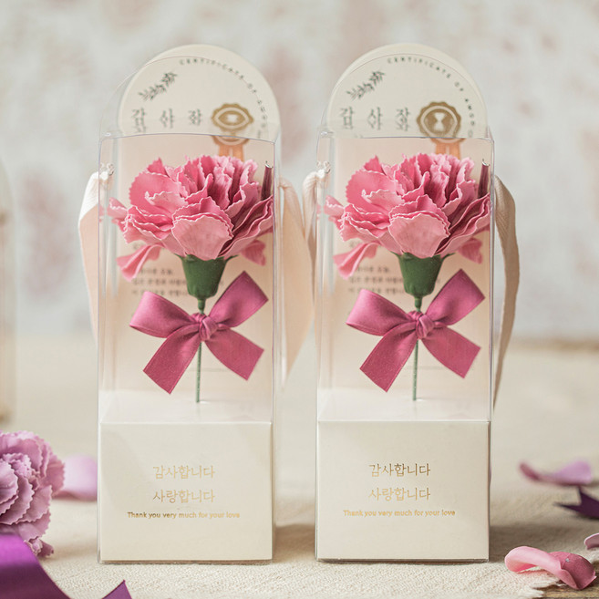 뷰티풀데코센스 비누꽃 한 송이 감사장 카네이션 2종 세트, 마브, 1개