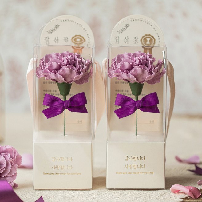 Beautiful Deco Sense 香皂花單支感謝卡康乃馨2入組, 紫色, 1個