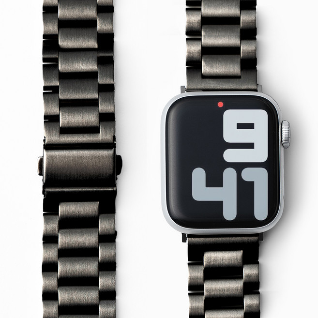 누아트 애플워치 호환 스트랩 클래식핏 솔리드 메탈 밴드, 블랙, 1개