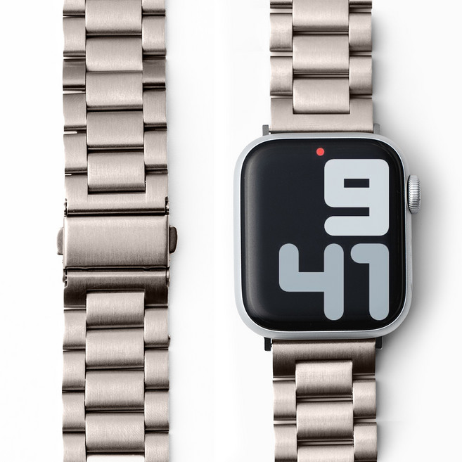 누아트 애플워치 호환 스트랩 클래식핏 솔리드 메탈 밴드, 스타라이트, 1개