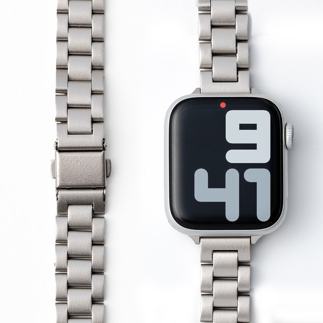 누아트 애플워치 호환 스트랩 슬림핏 라이트 메탈 밴드, 스타라이트, 1개