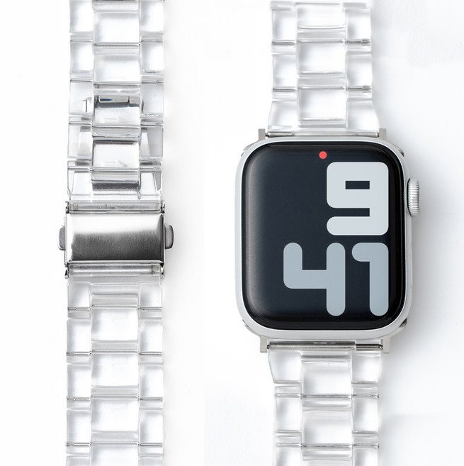 누아트 애플워치 호환 크리스탈 클리어 스트랩, 투명, 1개