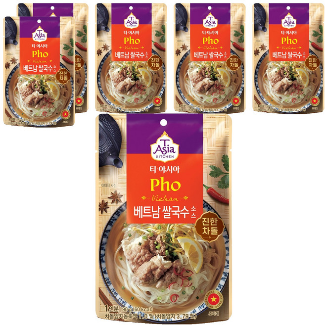 티아시아키친 베트남 쌀국수 소스 진한 차돌, 90g, 6개