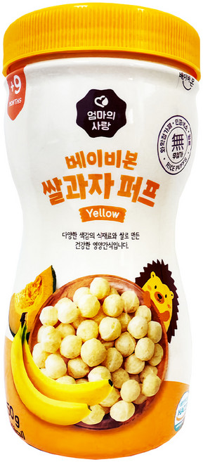 Baby Bonjuk 泡芙米餅, 香蕉風味, 50g, 1瓶