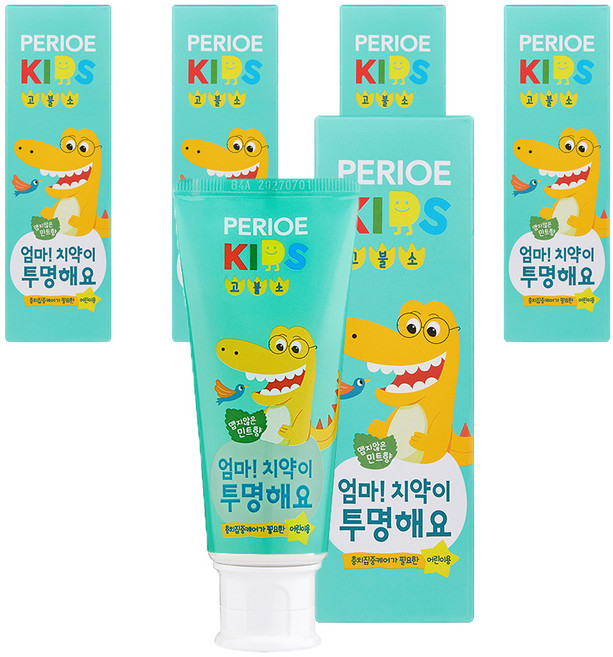 페리오 키즈 엄마 치약이 투명해요 1450 치약, 80g, 5개