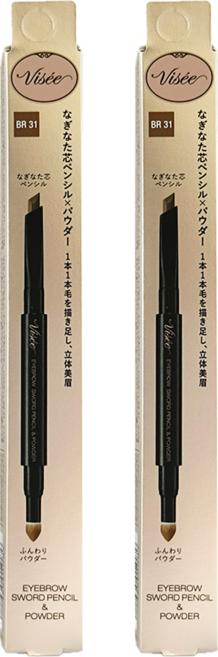 Visee 雙刀流線立體眉筆 眉筆0.34g 眉粉0.25g, BR31, 2支