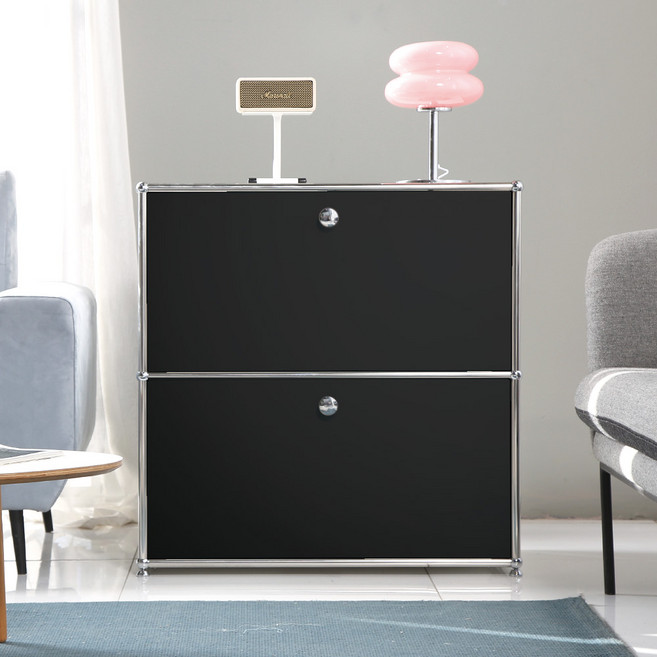 이가페 미드센츄리 모듈수납 모노 1x2 베이직 수납장 본품 방문설치, 블랙