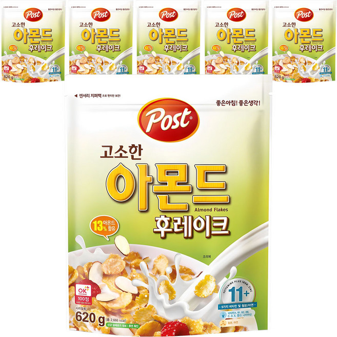 포스트 고소한 아몬드 후레이크 시리얼, 620g, 6개