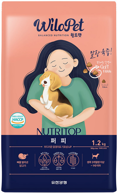 뉴트리탑 퍼피 소프트 사료, 닭, 1.2kg, 1개