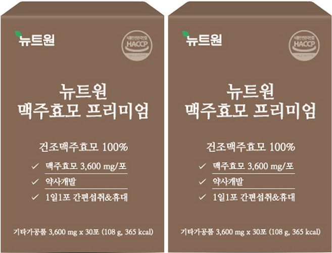 뉴트원 맥주효모 프리미엄 30p, 2개, 108g