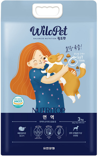 윌로펫 전연령 강아지 뉴트리탑 소프트 기능성 사료, 닭, 3kg, 1개