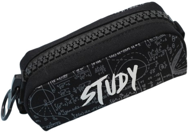 갠지라이프 대형 지퍼 대용량 펜파우치 필통, 블랙, 1개