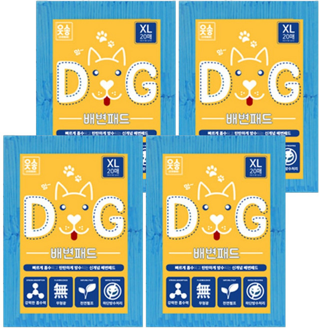 일상잡화 프리미엄 애견 배변패드, 20개입, 4개