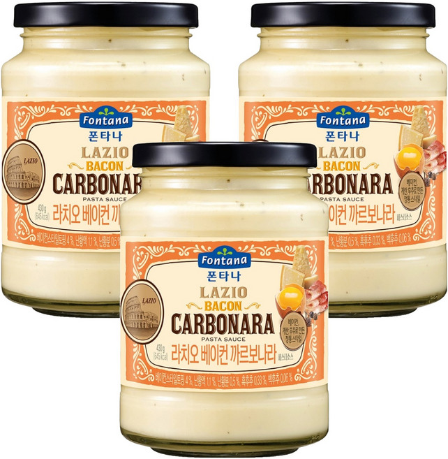 폰타나 라치오 베이컨 까르보나라 파스타소스, 430g, 3개
