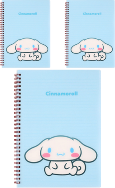 산리오 스프링 PP커버 유선노트 시나모롤, 블루, 3개