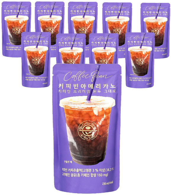 커피빈 아메리카노 파우치커피, 230ml, 10개