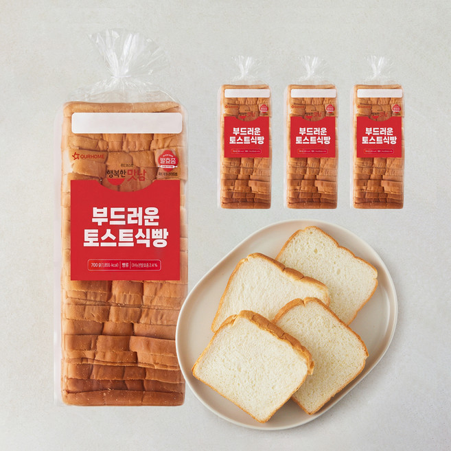 아워홈 부드러운 토스트식빵, 700g, 4개