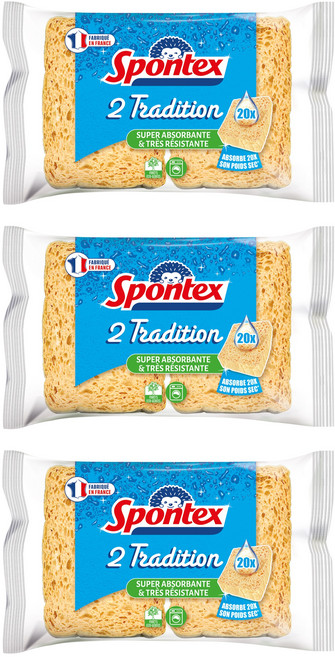 스폰텍스 드라이 셀룰로스 스펀지 2 트레디션 수세미, 2개입, 3개