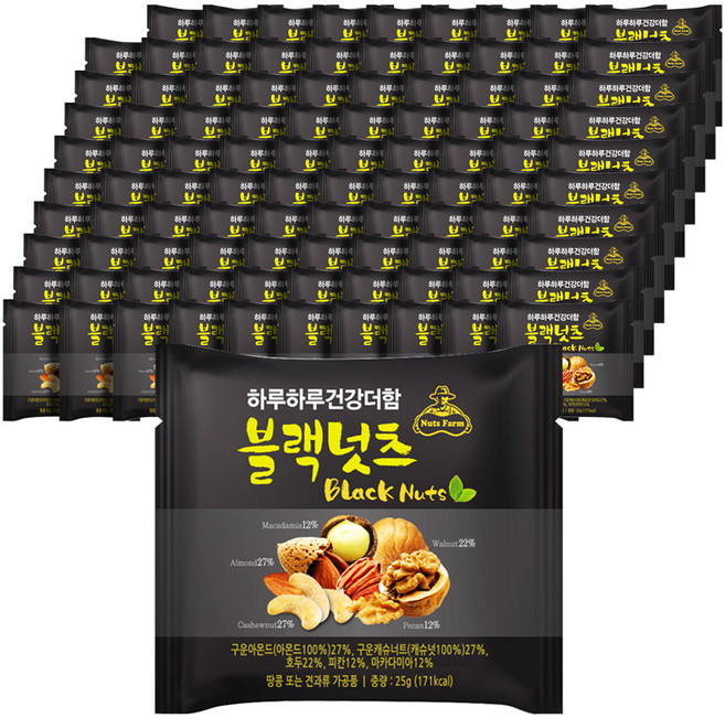 넛츠팜 하루하루 건강더함 블랙넛츠, 25g, 100개