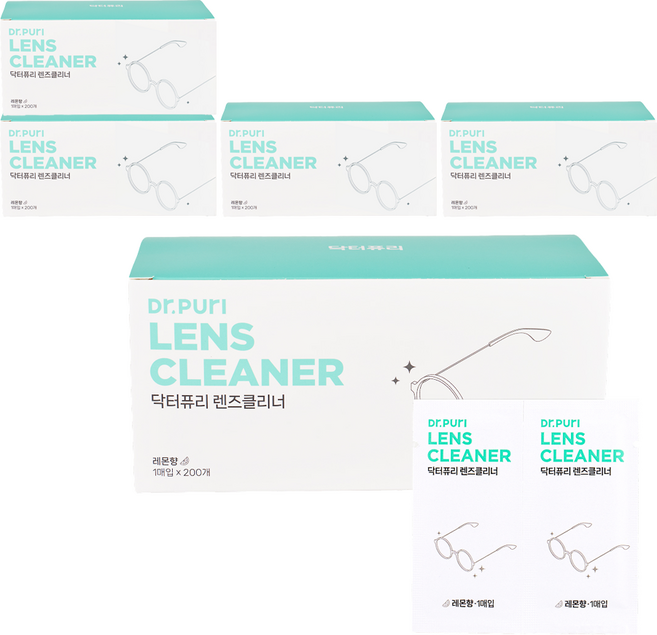 닥터퓨리 렌즈클리너 항균 티슈 200p, 5개