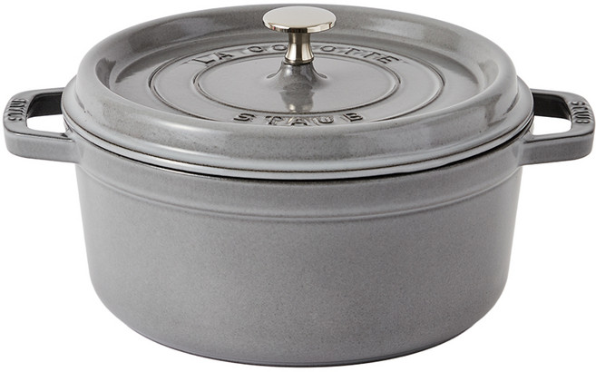 staub 電磁爐用圓形Cocotte鑄鐵鍋, 24cm, 灰色, 1個