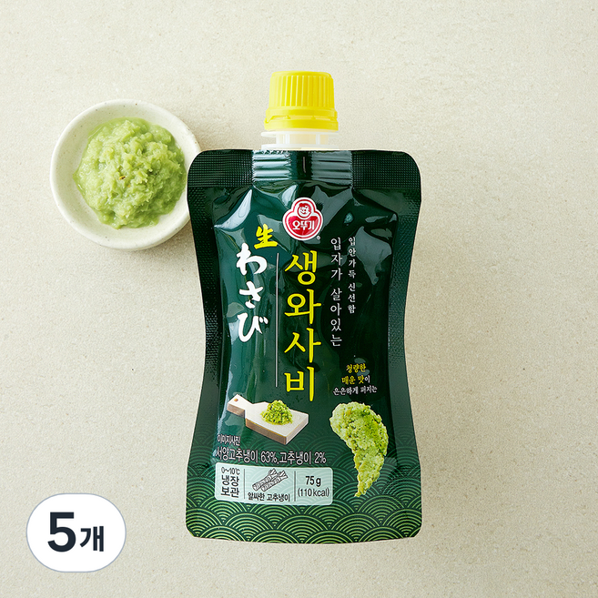 오뚜기 입자가 살아있는 생와사비, 75g, 5개