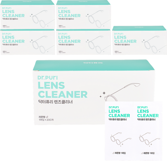 닥터퓨리 렌즈클리너 항균 티슈 200p, 6개