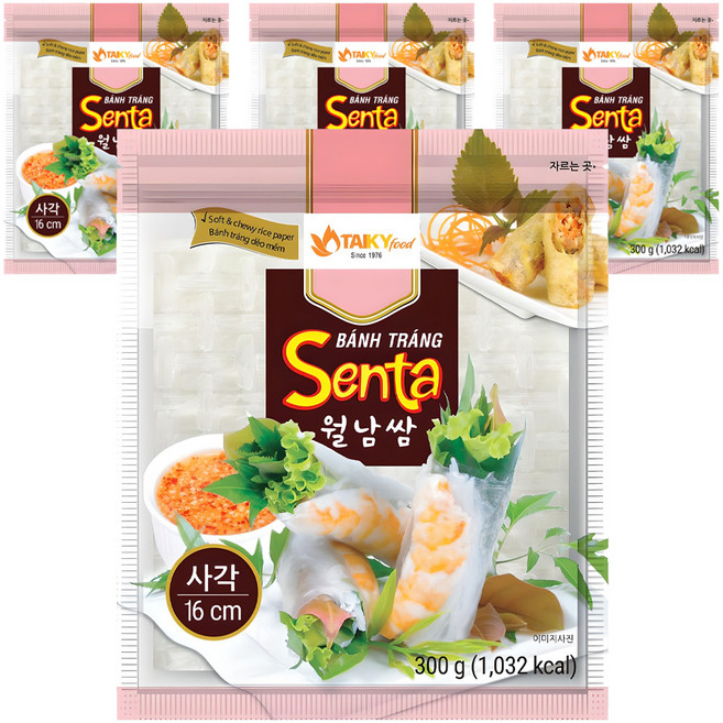 TAIKY food 財記粉業 越南春捲皮 方形 16cm, 300g, 4個