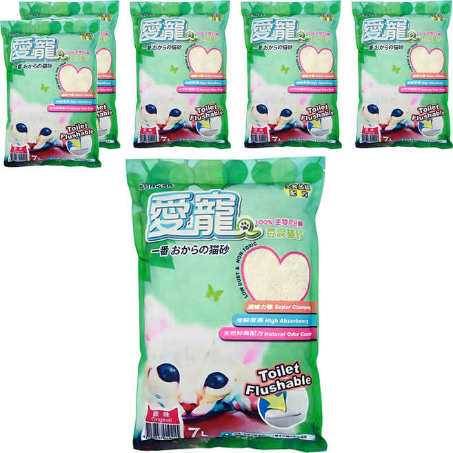 愛寵 豆腐砂貓砂, 原味, 7L, 6包