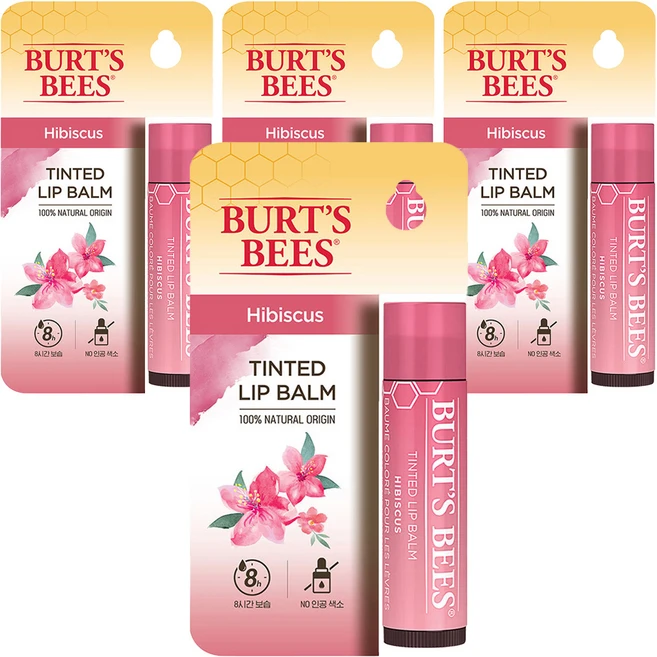 버츠비 틴티드 립밤, 히비스커스, 4.25g, 4개 - 쿠팡