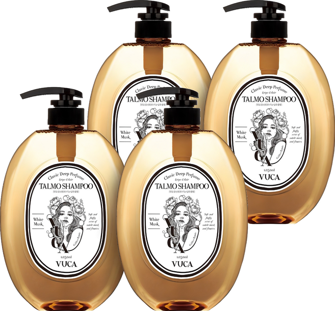 뷰카 클래식 딥 퍼퓸 골드 리페어 탈모 샴푸 화이트머스크향, 1.05L, 4개