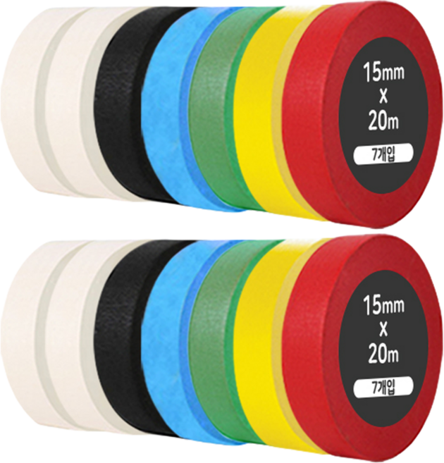 iQIHAN 다다 레인보우 마스킹테이프 7개입 15mm x 20m, 혼합색상, 2세트