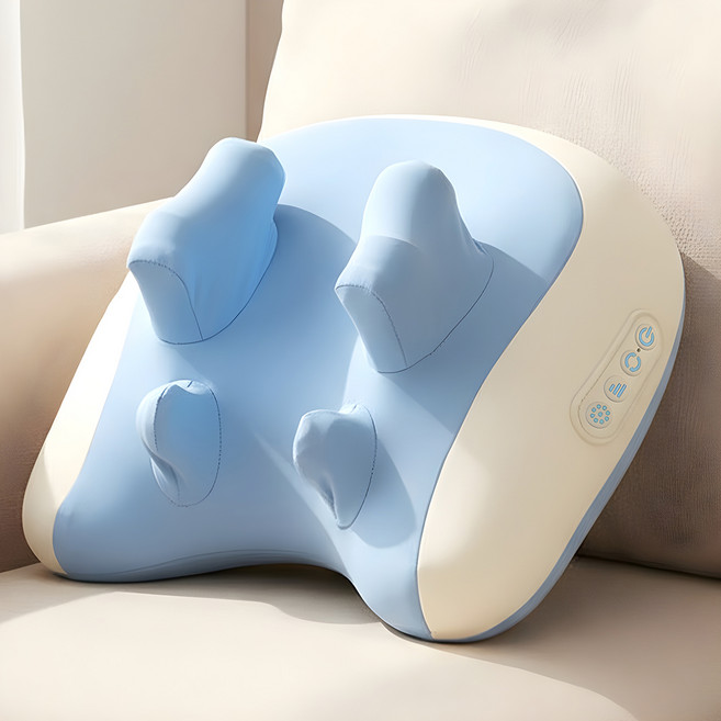 홈플래닛 포터블 무선 온열 안마 베개 마사지기 선물세트 V-MP01, 베이지 + 블루