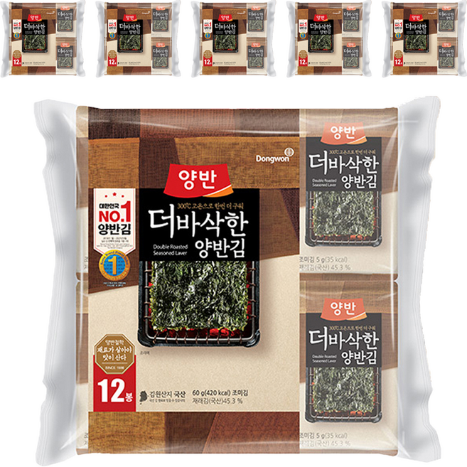 양반 더 바삭한 김, 60g, 6개