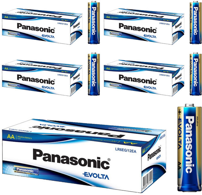 Panasonic Evolta Premium 鹼性AA電池, 12入, 5個