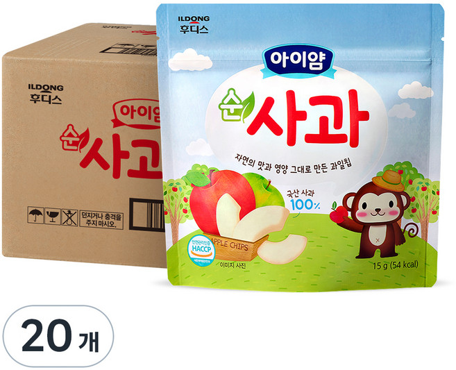 아이얌 일동후디스 아이얌 동결건조 과일칩 순사과, 15g, 20개