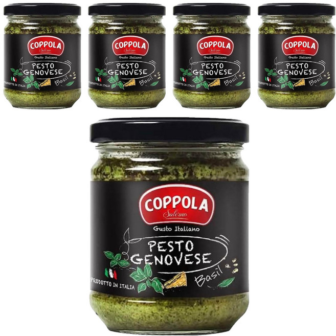 COPPOLA 柯波拉 義大利起司松子青醬 100%義大利羅勒 無麩質認證, 180g, 5罐