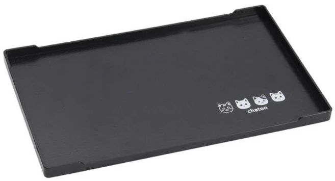 田中箸店 木紋風漆器角型端盤 日本製餐盤 耐熱70度 耐冷20度, 黑色, 1個