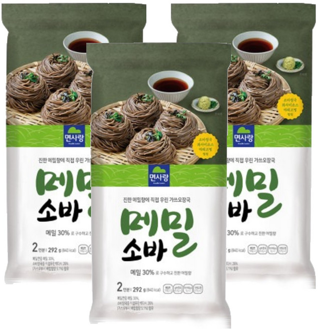 면사랑 메밀소바 2인, 292g, 3개