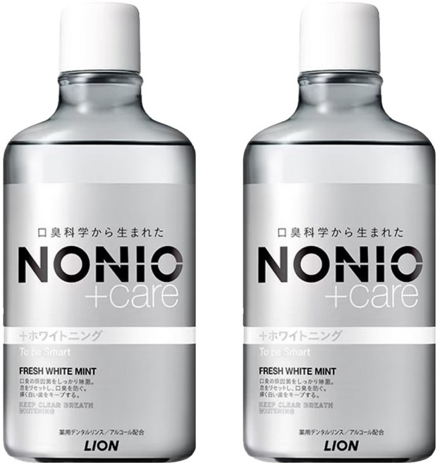 LION 獅王 NONIO 終結口氣漱口水 晶燦亮白, 600ml, 2瓶