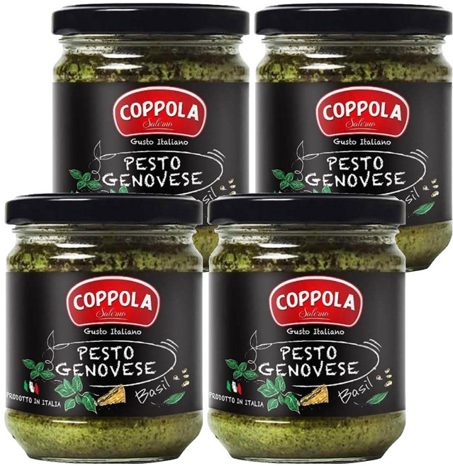 COPPOLA 柯波拉 義大利起司松子青醬 100%義大利羅勒 無麩質認證, 180g, 4罐