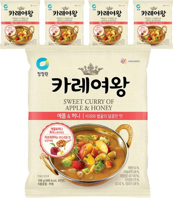 카레여왕 애플 & 허니, 108g, 5개
